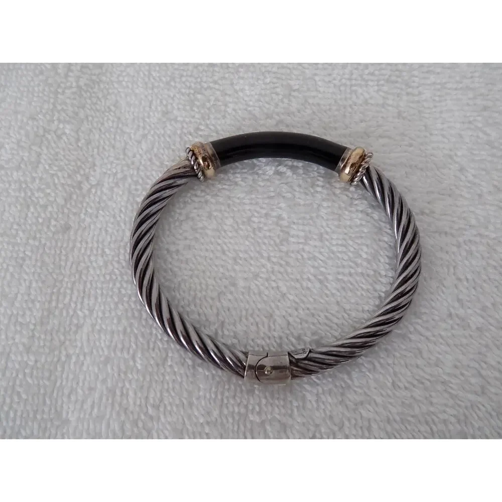 Italian 925 sterling silver 18K twisted bangle bracelet